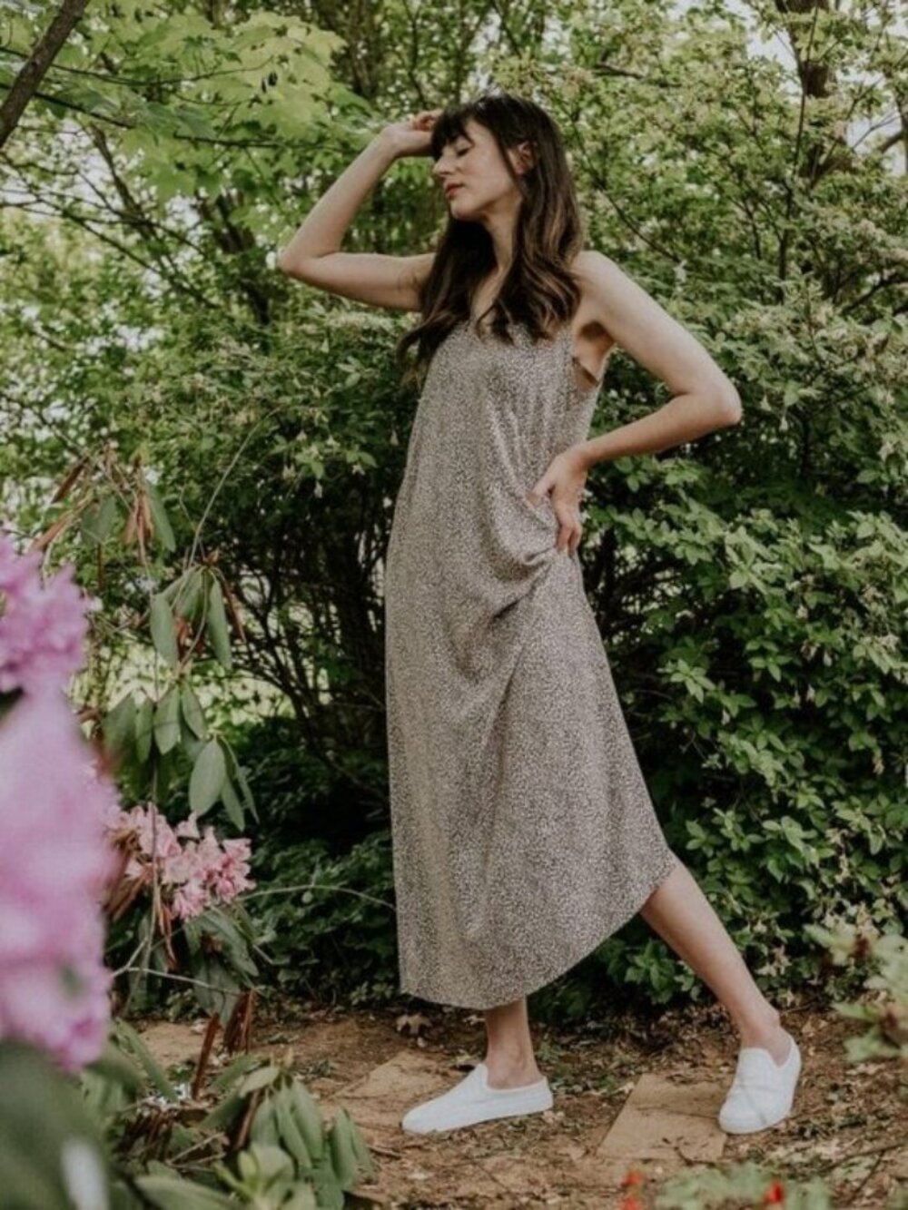 Jenni Kayne Leopard Slip Dress Midi Maxi V Neck Cheetah Spotted Animal Print